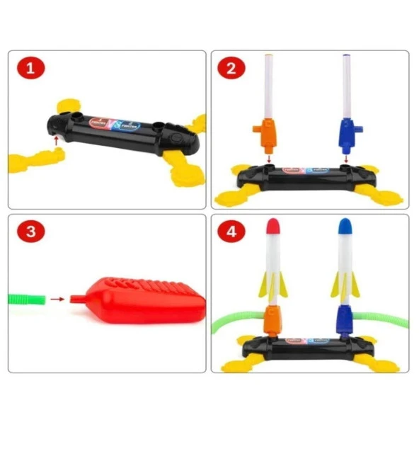 Air Rocket Işıklı Ultra Uçan Duello Oyuncak Seti-2 Işıklı-2 Işıksız Yedek Roketli - 3
