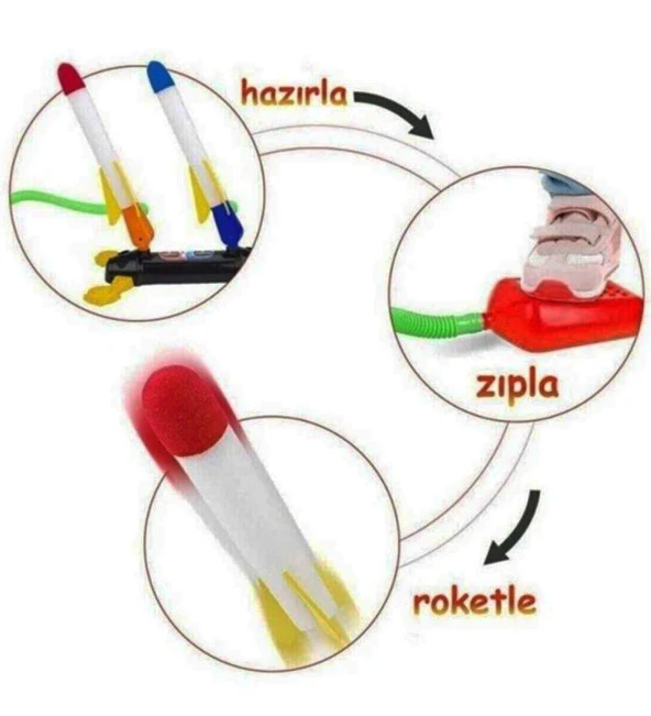 Air Rocket Işıklı Ultra Uçan Duello Oyuncak Seti-2 Işıklı-2 Işıksız Yedek Roketli - 5