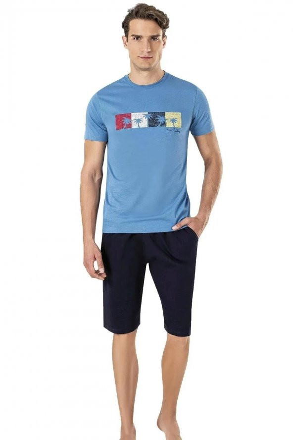 Pierre Cardin 6010 Erkek Şortlu Kısa Kollu Pijama Takım - 3