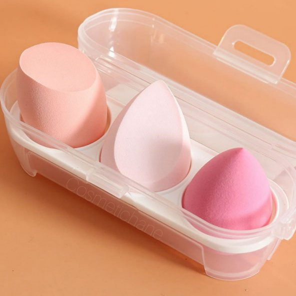 Plastik Kutulu Renkli Makyaj Sünger Seti 3lü - 2