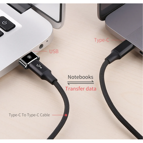 Baseus Type-c den USB ye Çevirici Dönüştürücü Adaptör Siyah - Resim 2