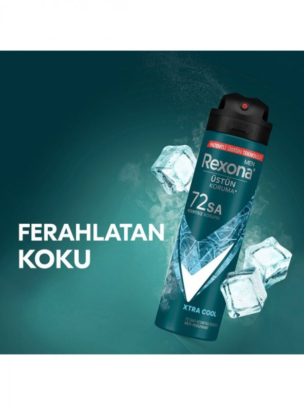 Rexona Men Erkek Sprey Deodorant Xtra Cool 72 Saat Kesintisiz Üstün Koruma 150 ml