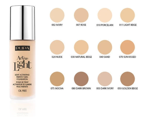 Pupa Milano Active Light Spf10 050 Golden Beige Fondöten 30 ml