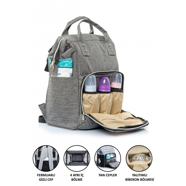 Anne Bebek Bakım Çantası Gri Erkek Bebek Hastane Çıkışı Bebek Doğum Çantası