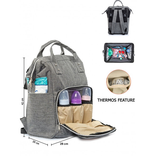 Anne Bebek Bakım Çantası Gri Erkek Bebek Hastane Çıkışı Bebek Doğum Çantası - 4