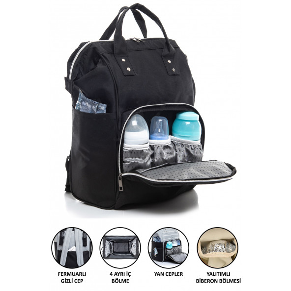 Anne Bebek Bakım Çantası Siyah Erkek Bebek Hastane Çıkışı Bebek Doğum Çantası