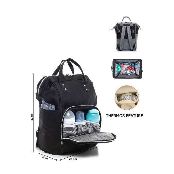 Anne Bebek Bakım Çantası Siyah Erkek Bebek Hastane Çıkışı Bebek Doğum Çantası - 5