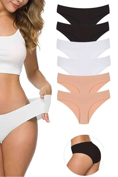 6 Adet Kadın Dikişsiz Lazer Kesim Esnek İz yapmayan Külot S4 ürün görseli 1