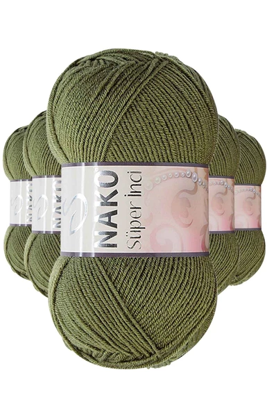 5 Adet Süper İnci El Örgü İpi 100 gr Haki 4234 ürün görseli 1