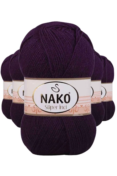 5 Adet Süper İnci El Örgü İpi 100 gr Mor 3260 ürün görseli 1