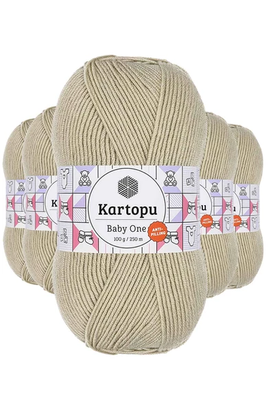 5 Adet Baby One Tüylenmeyen El Örgü İpi Yünü Bej K861 ürün görseli 1