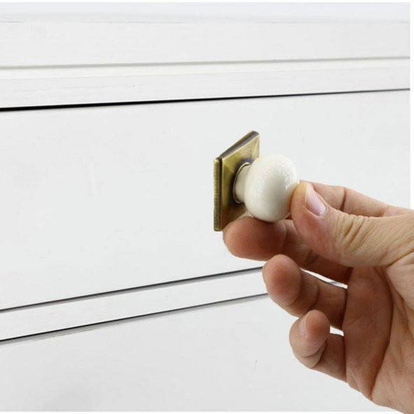 Mobilya Çekmece Dolap Kapak Kulpu Kulbu Krem Antik Sarı Porselen Kulp - Resim 2