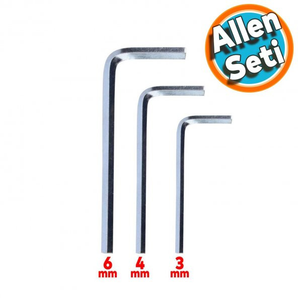 Allen Anahtar Seti 3 Parça Alyan Anahtar Set 3lü