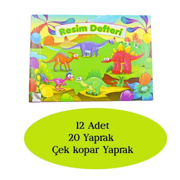 Çınar Uninote Resim Defteri Dikişli Küçük Boy A5 20 Yaprak 12 Adet