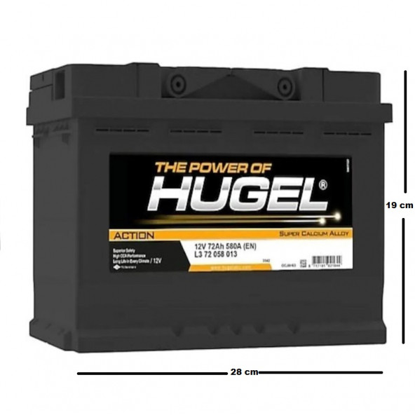 Hugel Akü 12 V 72 Ah Amper 580 A En - 2