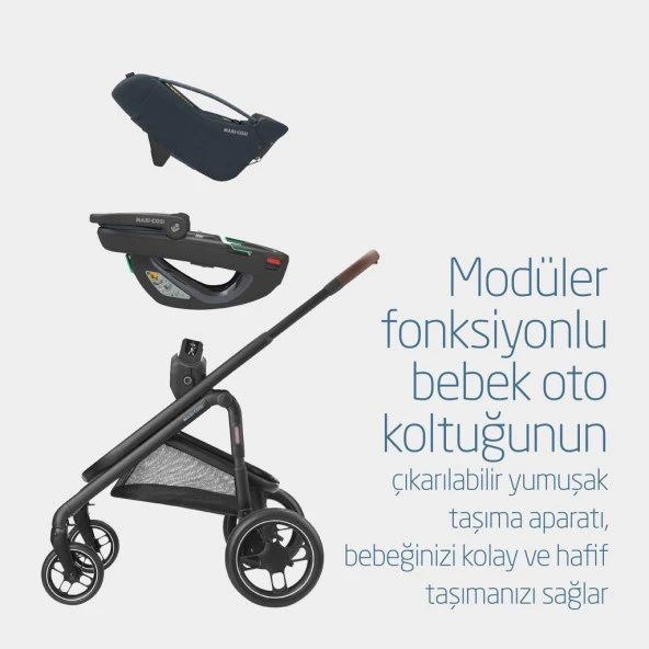 Maxi-Cosi Coral 360 Dönebilir Yatabilir İsofix Bazalı 2'si Bir Arada Ana Kucağı ve Oto Koltuğu Essential Green - 6