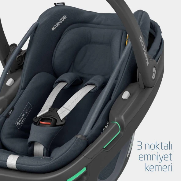 Maxi-Cosi Coral 360 Dönebilir Yatabilir İsofix Bazalı 2'si Bir Arada Ana Kucağı ve Oto Koltuğu Essential Green - 9