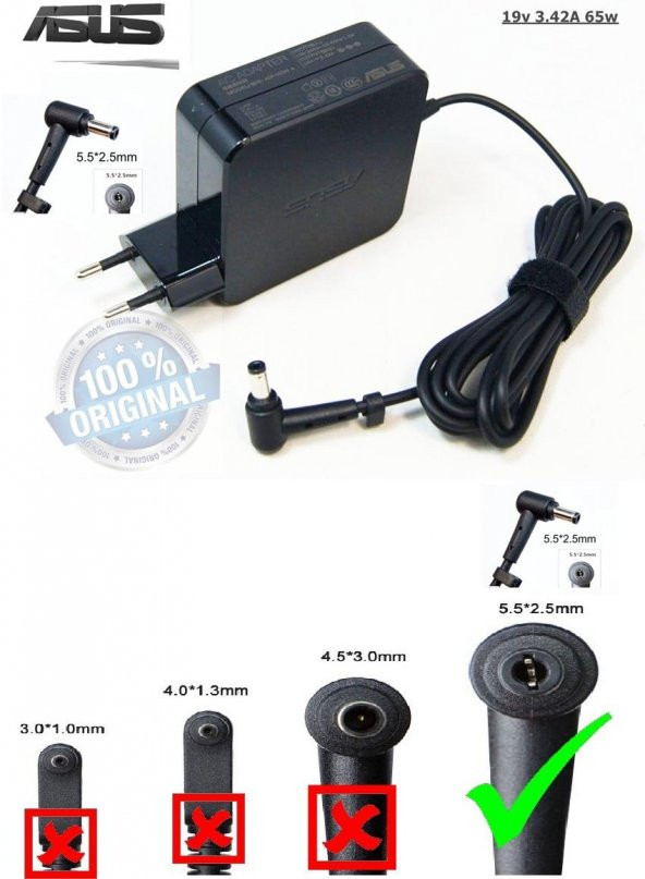 Asus X550M, X550MD  Adaptör Orjinal Şarj Cihazı 19v 3.42A