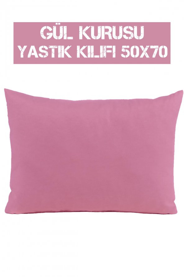 Fermuarlı 2li Gül Kurusu  Yastık Kılıfı 50X70 cm - 3