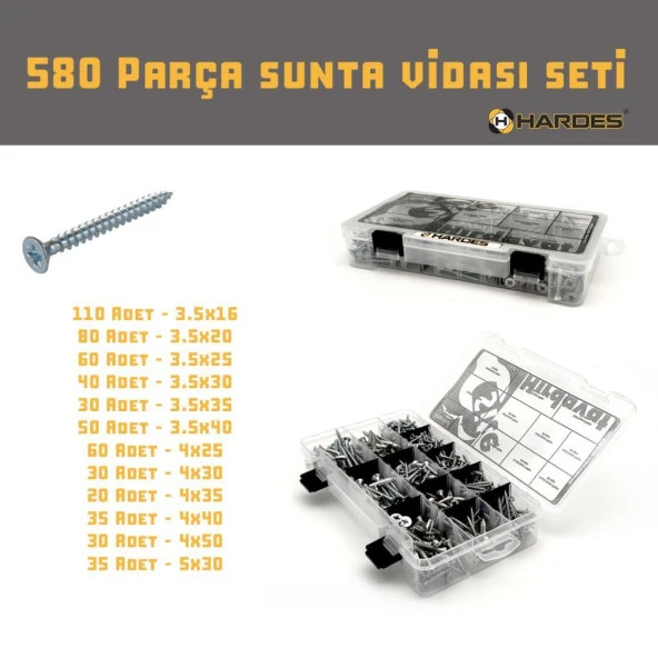 580 Parça Sunta Vidası Seti