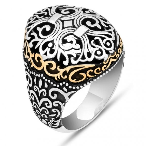 Sarmaşık İşleme Motifli 925 Gümüş Erkek Yüzük - 2