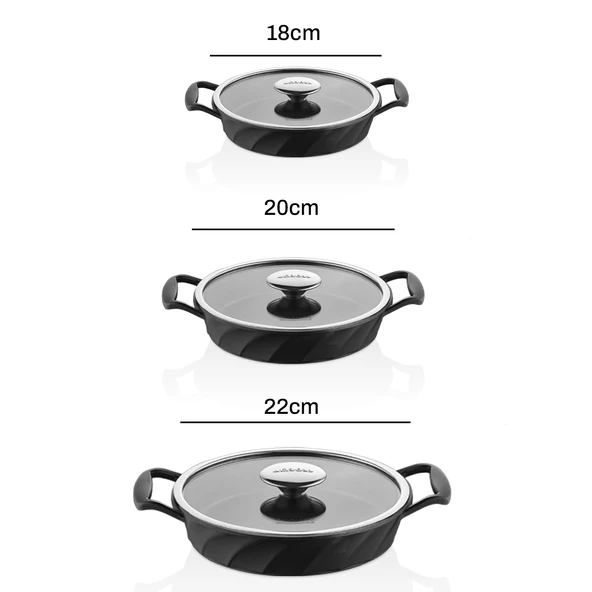Amboss Kuvars Cam Kapaklı 6 Parça Döküm Sahan Seti - Resim 4