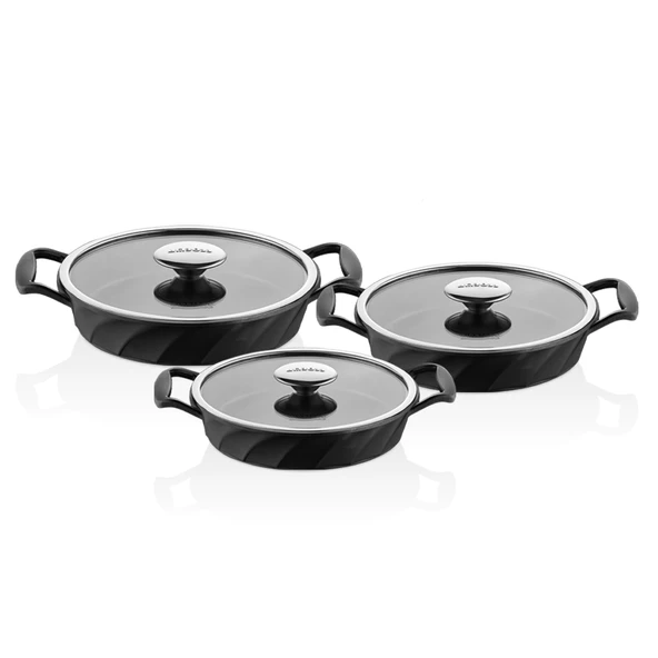 Amboss Kuvars Cam Kapaklı 6 Parça Döküm Sahan Seti - Resim 2