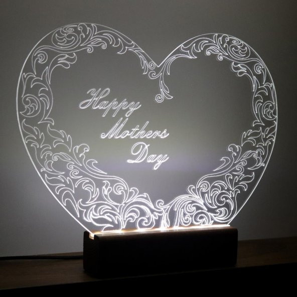Veraart Kalpli Happy Mothers Day Işıklı Pleksi Kişiye Özel Gece Lambası Anneler Günü Hediyesi 1. Desen - 7