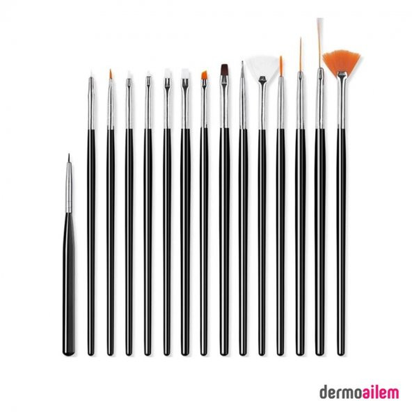 Nascita Tırnak Süsleme Nail Art 15li Fırça Seti Siyah 04