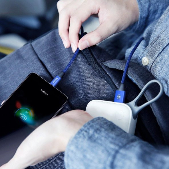 Baseus CAMYW-A13 Yiven Micro USB 1 Metre Şarj Kablosu Mavi - Resim 6