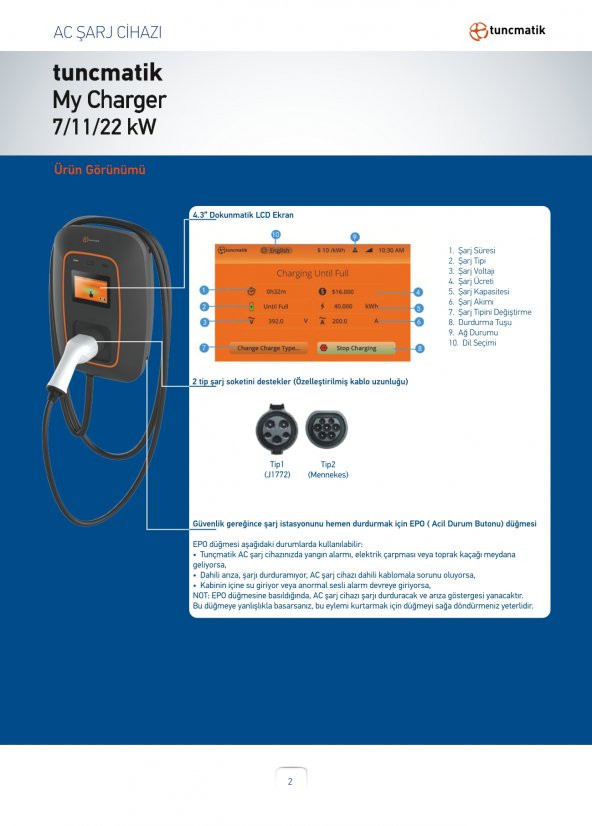 TUNÇMATİK My Charger 22 kW AC Araç Şarj İstasyonu ( Ev Tipi ) - 4