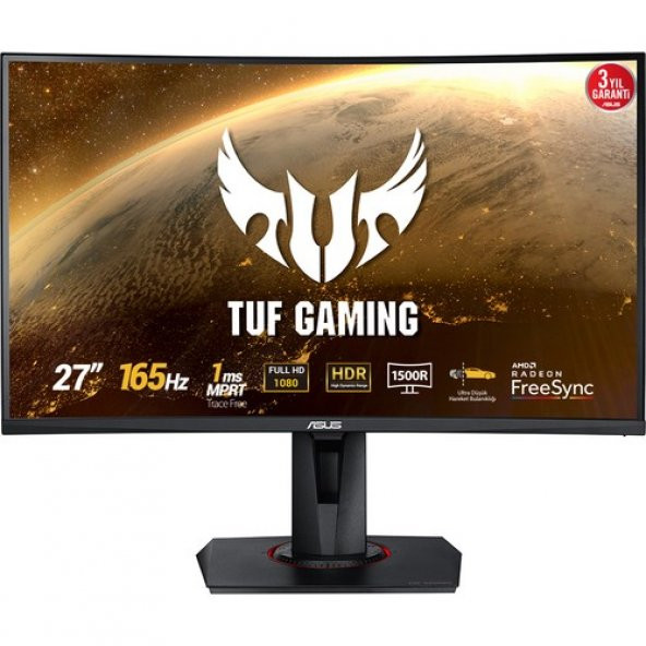 Asus TUF Gaming VG27VQ 27" 165Hz 1ms (HDMI+Display+DVI-D) FreeSync Full HD Curved Monitör