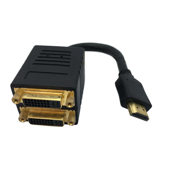 Hdmı erkek - çift dual dvı 24+5 dişi pasif Y ayırıcı kablo - 3