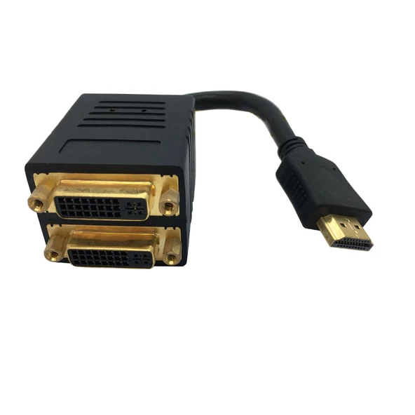 Hdmı erkek - çift dual dvı 24+5 dişi pasif Y ayırıcı kablo