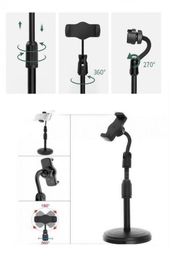 Masa Üstü Teleskopik Telefon Tutucu Ayarlanabilir Telefon Tutacağı Telefon Standı Şarj Standı - 4