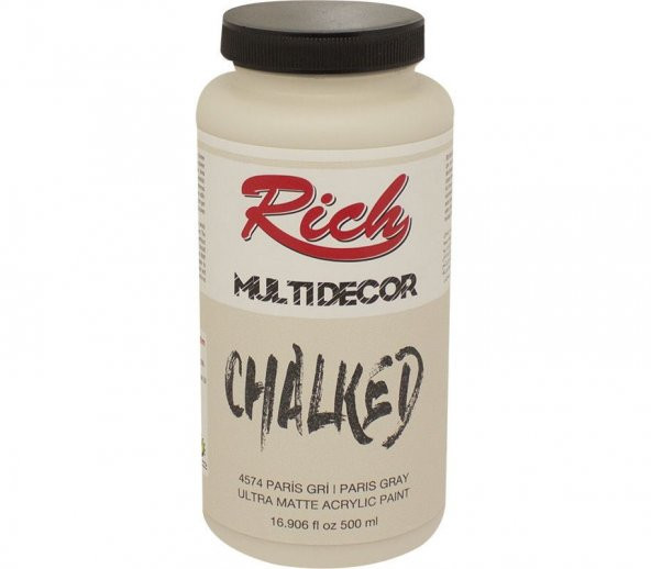 Rich Multi Decor Chalked Akrilik Boya 500ml. 4574 PARİS GRİ ürün görseli 1