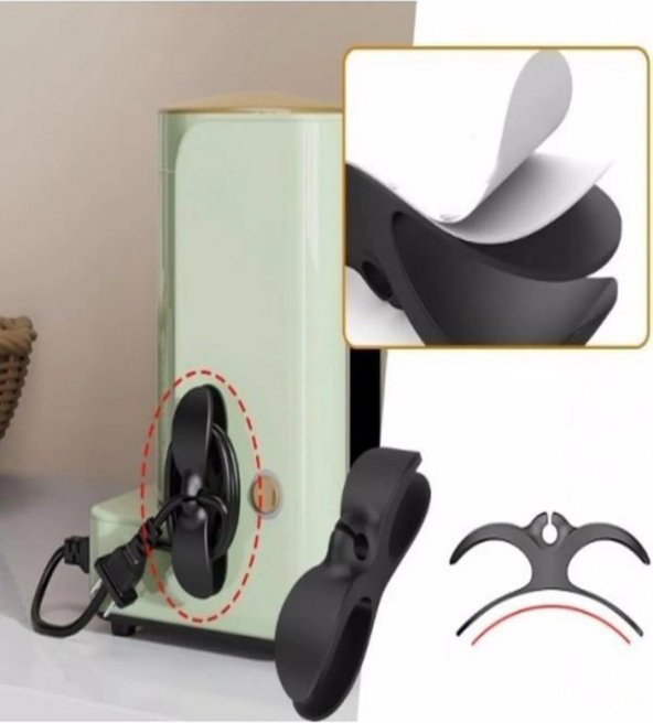 2 ADET Yapışkanlı Kablo Sabitleyici Düzenleyici Çok Amaçlı Kablo Tutucu Airfryer Kablo Toparlayıcı - 2
