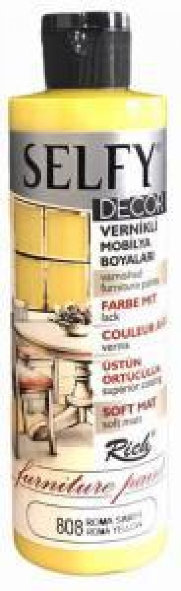 Rich Selfy Decor Vernikli Boya 240cc Roma Sarısı 808 ürün görseli 1