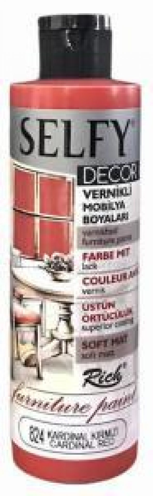 Rich Selfy Decor Vernikli Boya 240cc Kardinal Kırmızı 824 ürün görseli 1