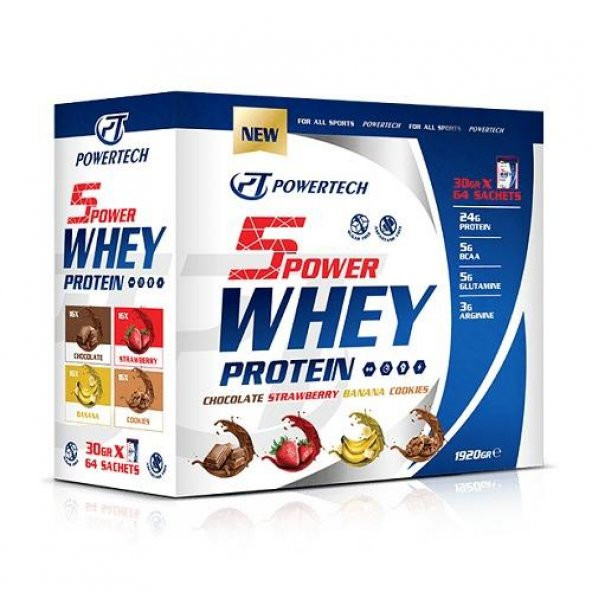 Powertech 5Power Whey Protein 30Gr X 72 Saşe Mix 2160 Gr