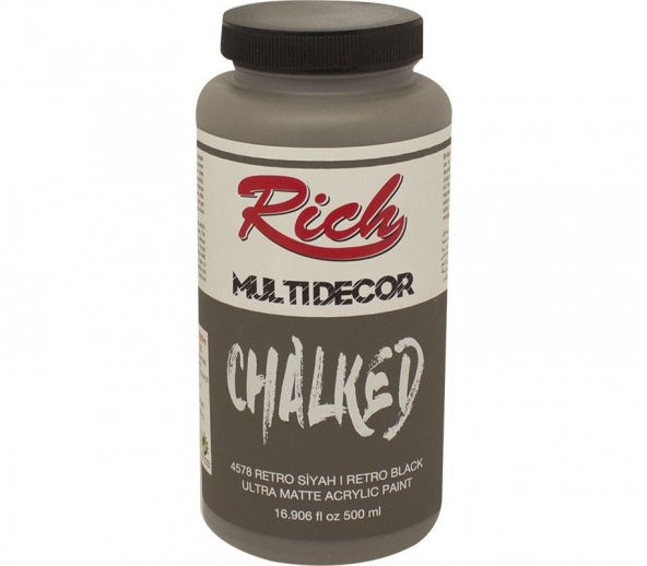 Rich Multi Decor Chalked Akrilik Boya 500ml. 4578 RETRO SİYAH ürün görseli 1