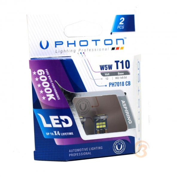 Photon Ph7018Cb Büyük Dipsiz Led Beyaz T10 W5W 18 Led 12V 2Li - 3