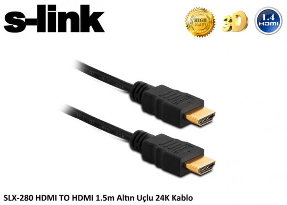S-Link SLX-318 5 Mt HDMI to HDMI 1.4V 24K 3D L Konnektör Erkek-Erkek HDMI Görüntü Kablosu