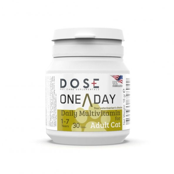 Dose One A Day Adult Yetişkin Kedi Multivitamin 30 Tablet