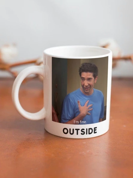 Friends Ross Geller I'm Fine Özel Tasarım Baskılı Kupa Bardak-Doğum Günü Hediye Kahve Bardağı