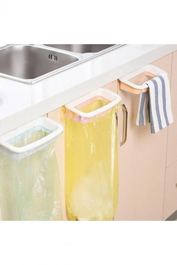 2 ADET Mutfak Banyo Tezgah Üstü Portatif Çöp Poşeti Tutma Dolap Kapağına Takılabilen Tutucu Aparat - 5
