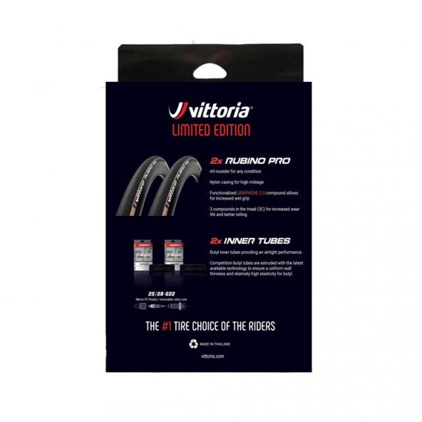 Vittoria Rubino Pro 700x28C 1 Çift Katlanır Yol Bisikleti İç Dış Lastik Seti - 3