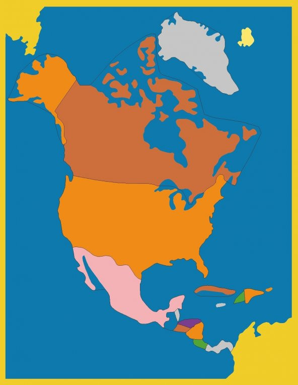 Montessori Kuzey Amerika Haritası Kontrol Kartı