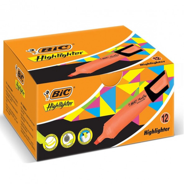 Bic Fosforlu Kalem Markıng Flat Highlıghter 12 Adet Turuncu 968585