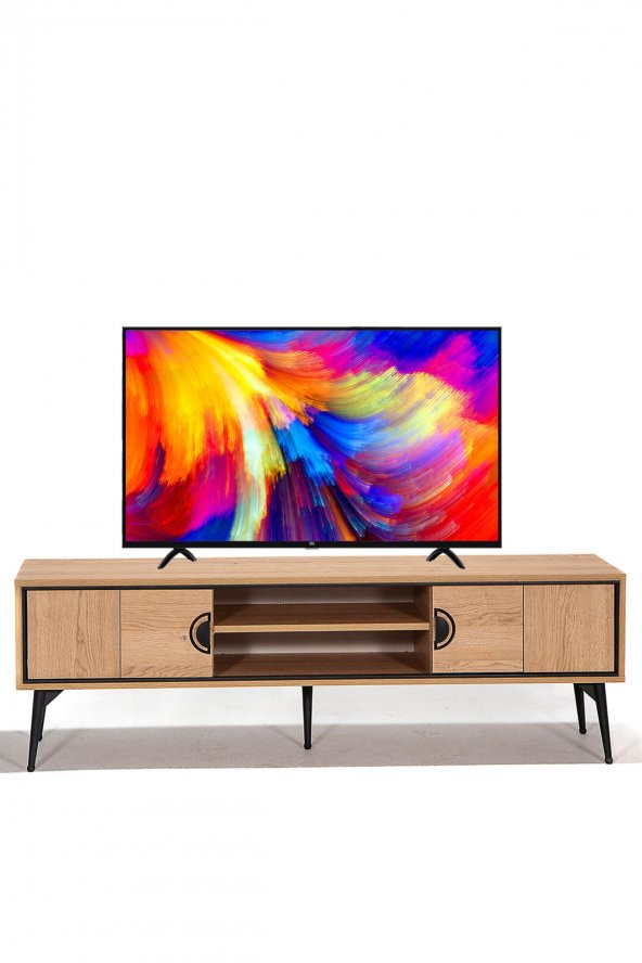Megan 160x42 2 Kapaklı+Raflı Tv Sehpası - Meşe